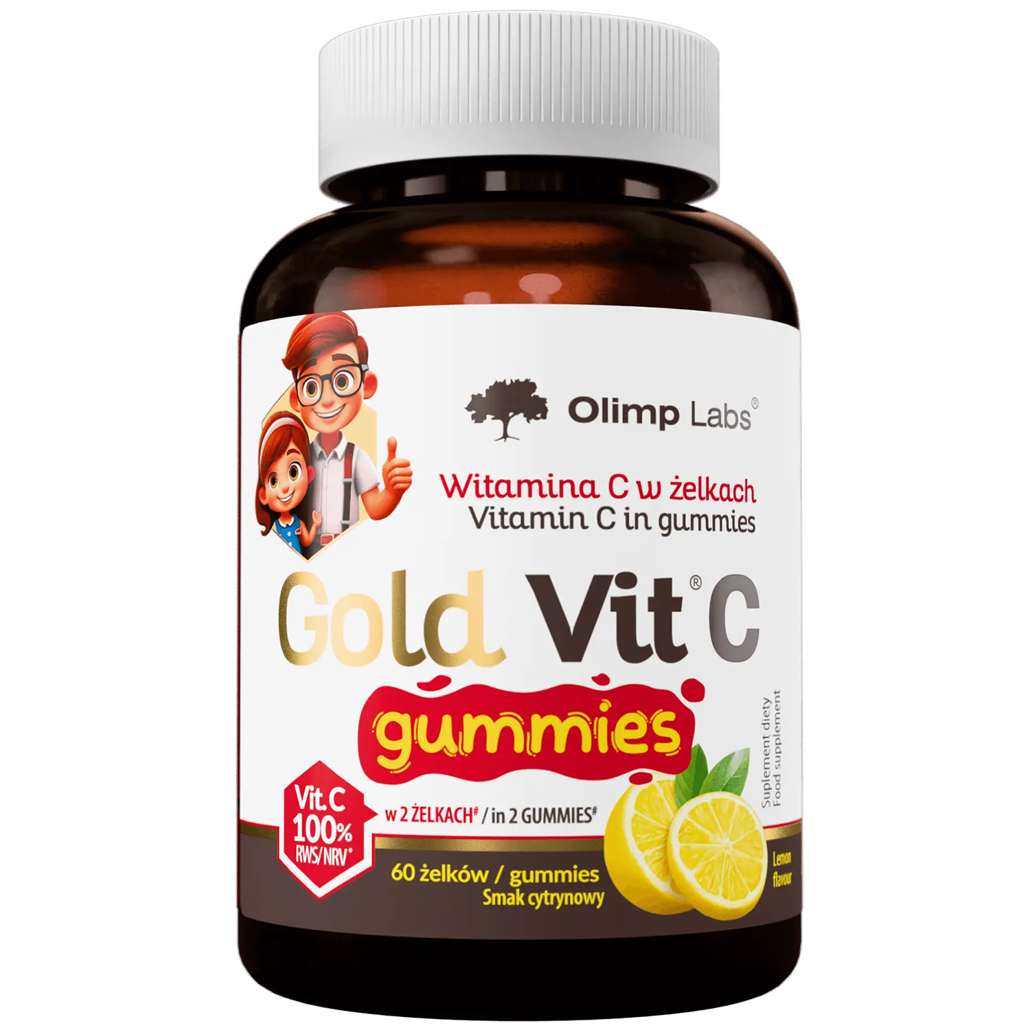 Olimp, Gold-Vit C Gummies, żelki o smaku cytrynowym, 60 sztuk