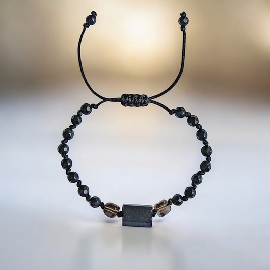 Ochronna bransoletka - czarny turmalin, kwarc dymny, onyks mat