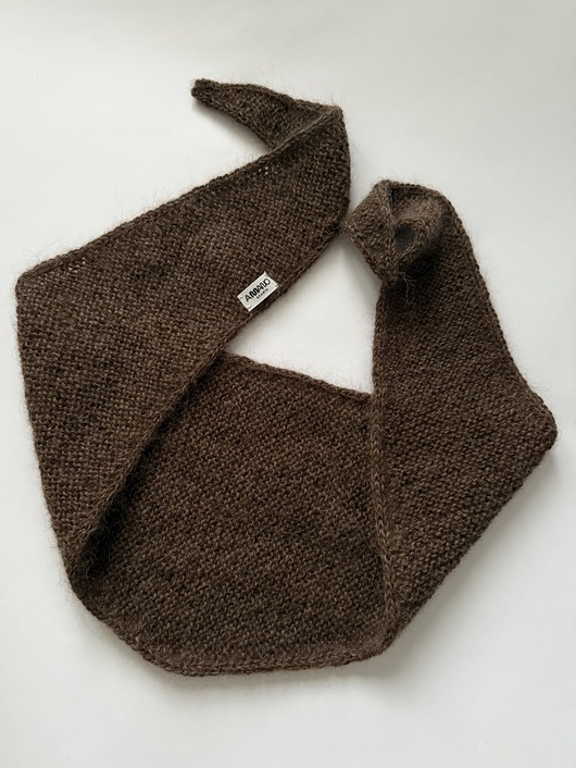 Chocolate brown alpaca hand knitted scarf.