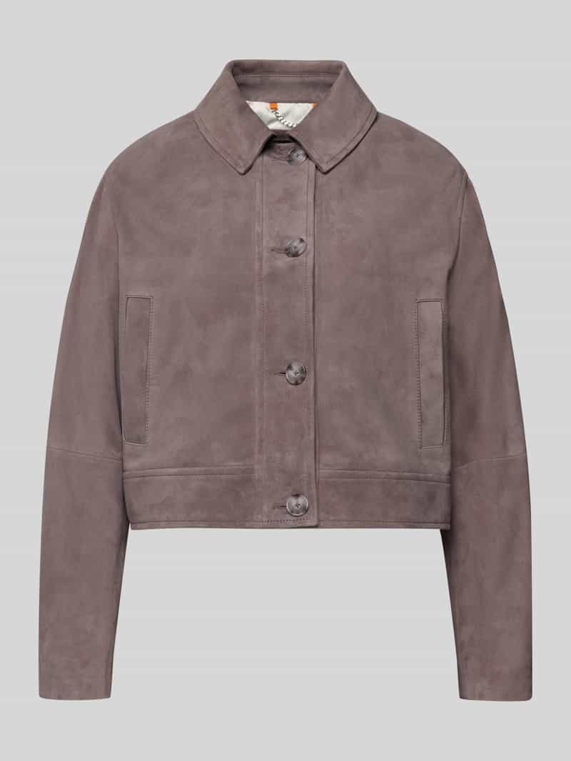 Kurtka skórzana o kroju slim fit z naturalnej skóry koziej model ‘SADELA’