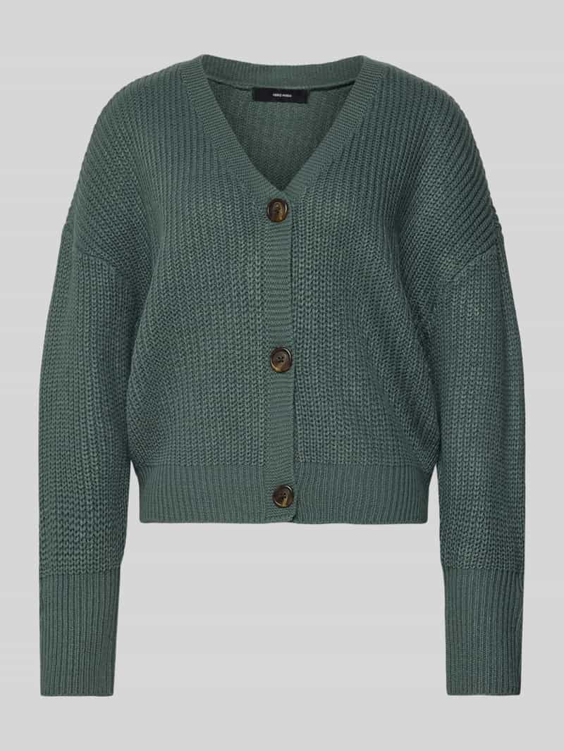 Kurtka z dzianiny o kroju relaxed fit z dekoltem w serek model ‘LEA’