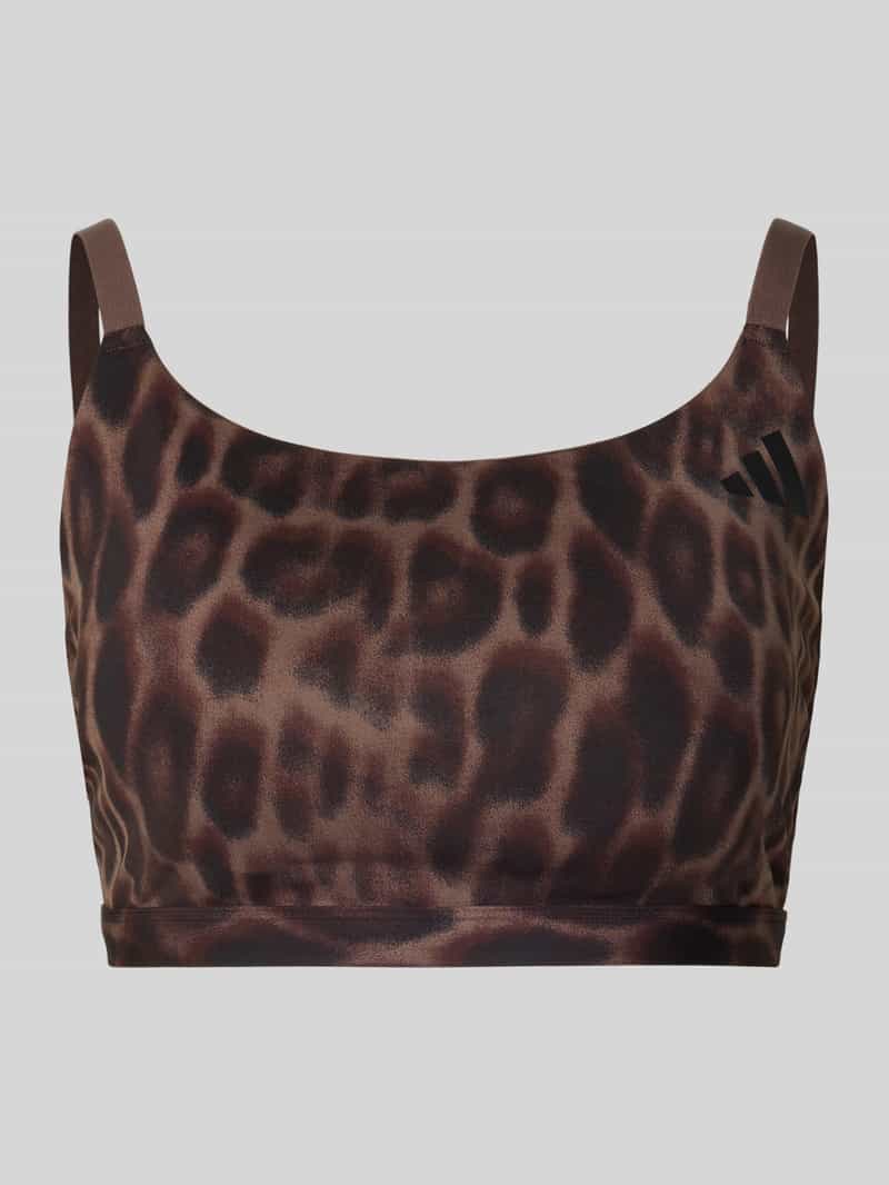 Biustonosz sportowy o kroju slim fit ze zwierzęcym nadrukiem na całej powierzchni