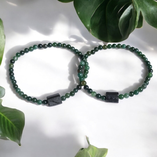 KOMPLET dla PARY : agat mszysty & czarny turmalin