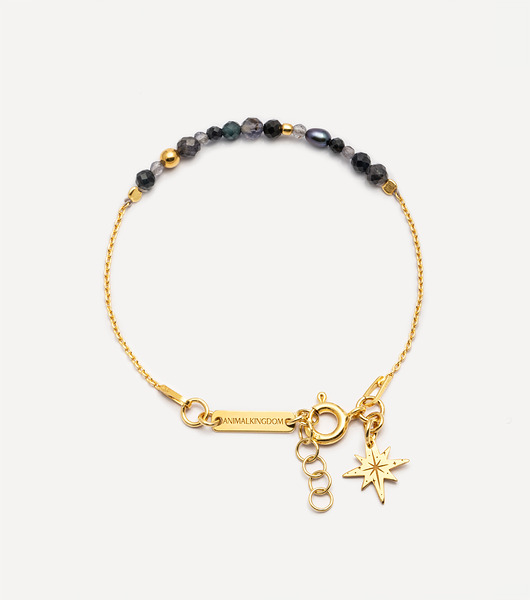 Bransoletka pozłacana z kamieniami i łańcuszkiem Make a Wish