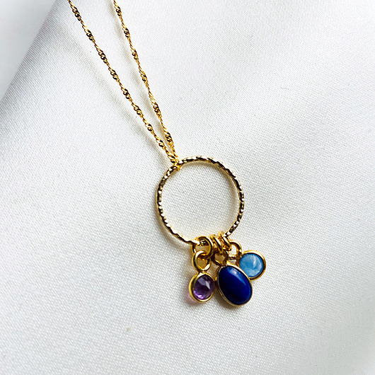 Golden Stones- Naszyjnik z kamieniami, chalcedon ametyst