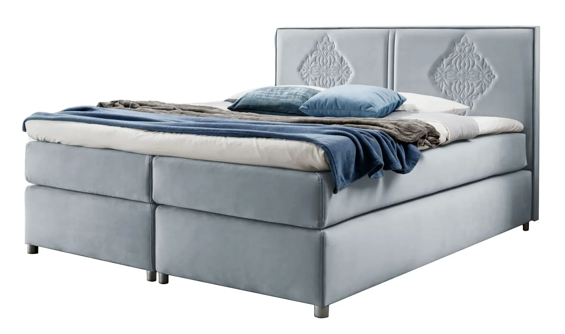 Błękitne welurowe łóżko kontynentalne 5 rozmiarów S9-H97