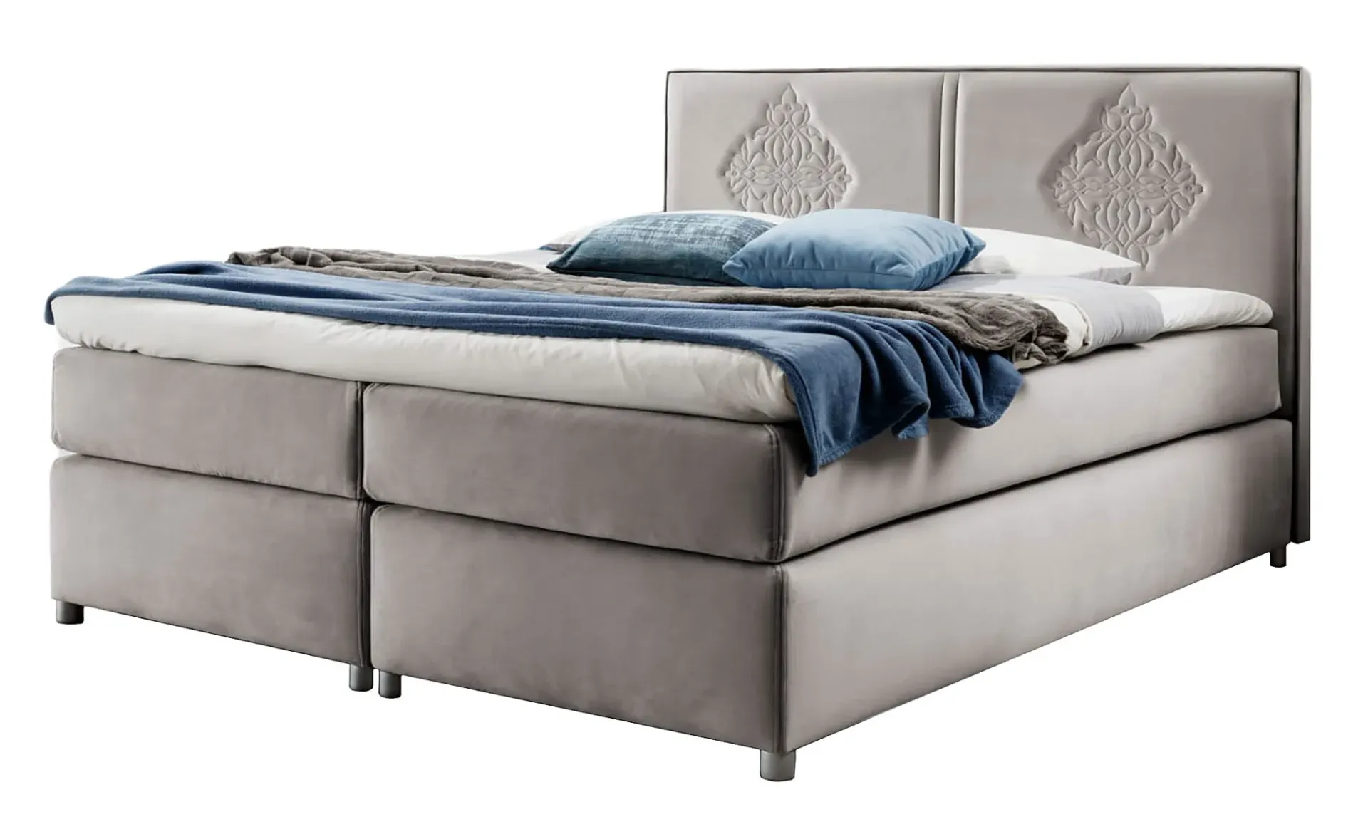 Jasnoszare łóżko kontynentalne boho 5 rozmiarów G1-F59