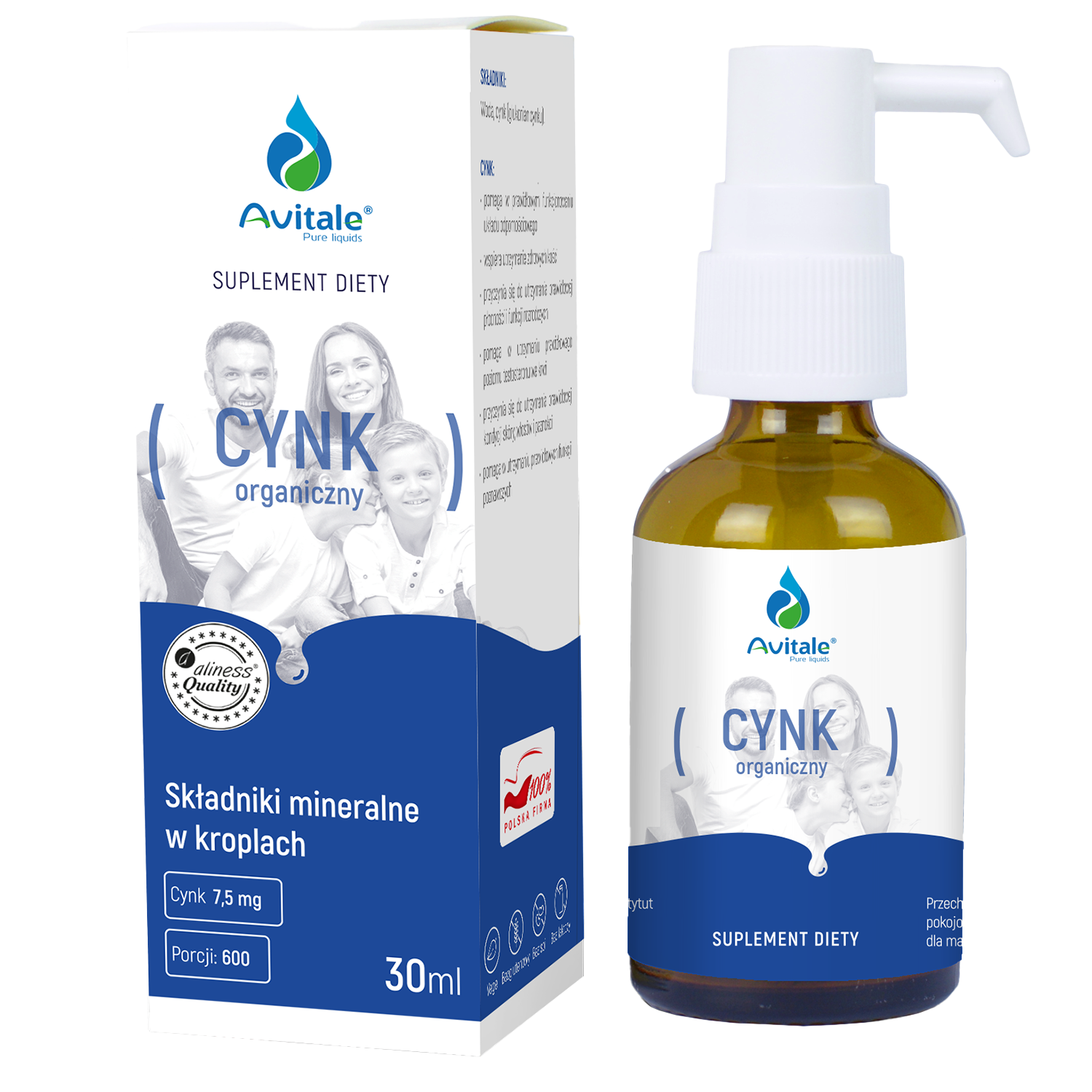 Avitale Cynk organiczny, glukonian cynku, 30 ml