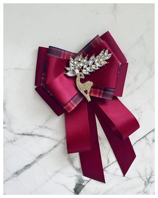 Brosza / Krawat w kolorze burgund z Reniferem Exclusive