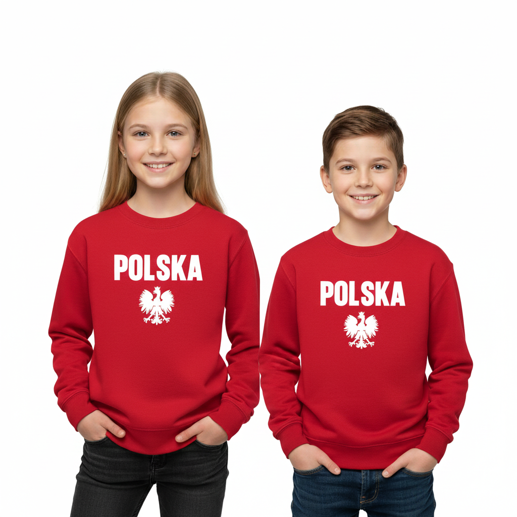 Bluza Dziecięca Polska Piłkarska Kibica Sportowa Reprezentacji TWÓJ NAPIS