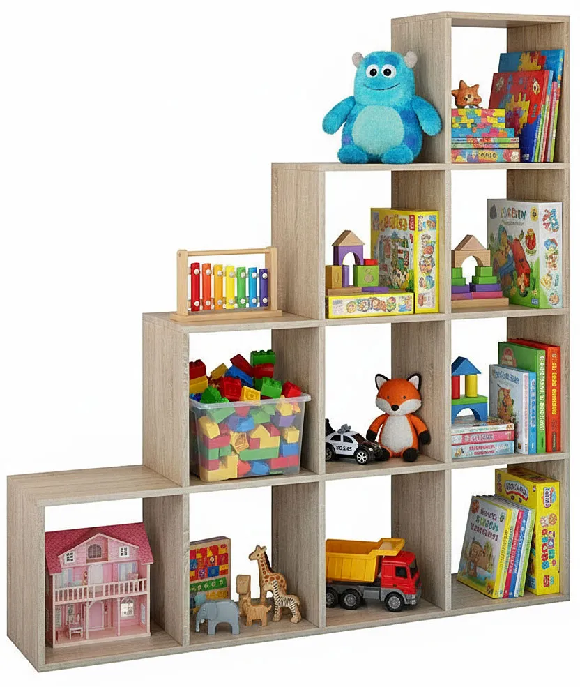 Schodkowy regał dziecięcy na zabawki dąb sonoma Z4-D32