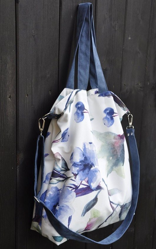 Torbay hobo XXL - print, akwarelowe kwiaty