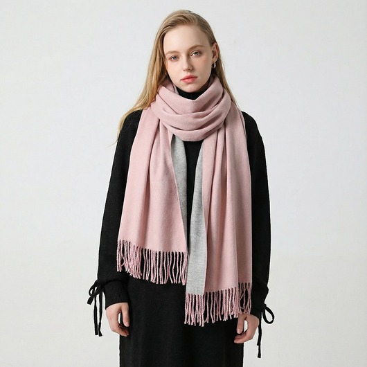 SZAL SZALIK kaszmir 100% kaszmirowy pudrowy Różowy