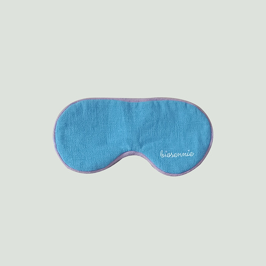 Lniana niebieska opaska na oczy wyciemniająca Biosennie