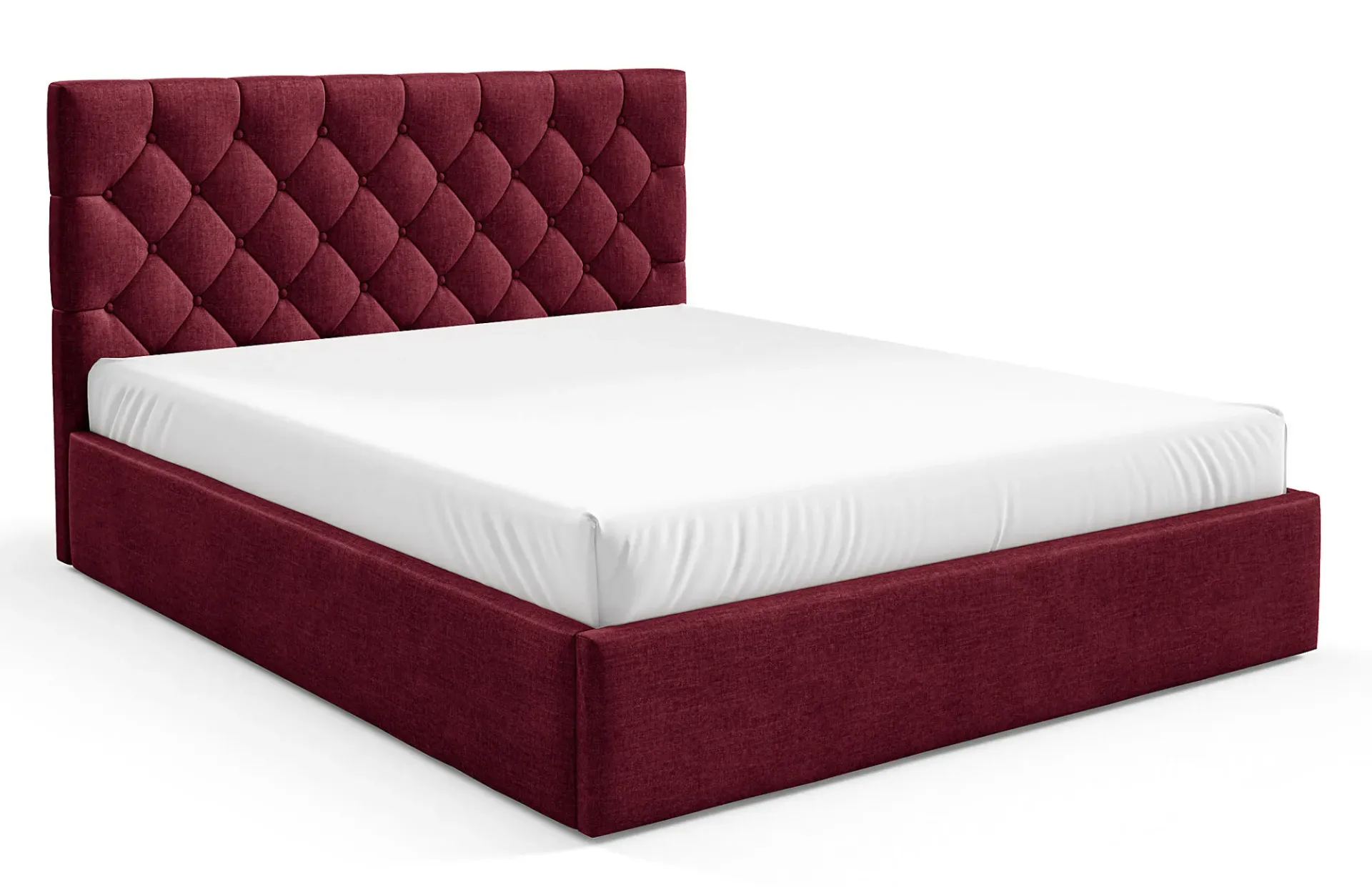 Bordowe łóżko pikowane z pojemnikiem 3 rozmiary S2-W13