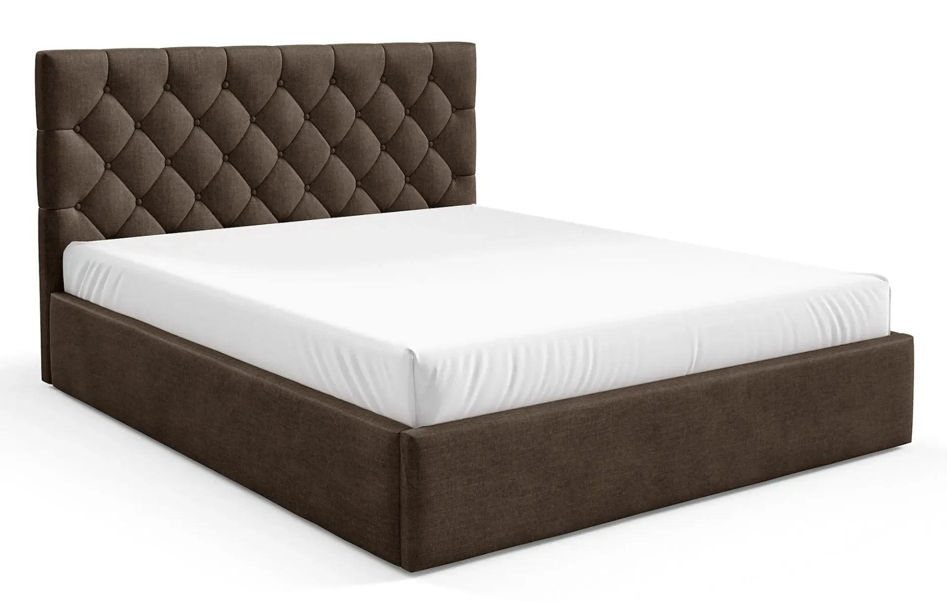 Brązowe łóżko pikowane z pojemnikiem 3 rozmiary P1-C90