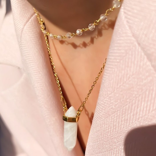 Naszyjnik choker z kryształami górskimi