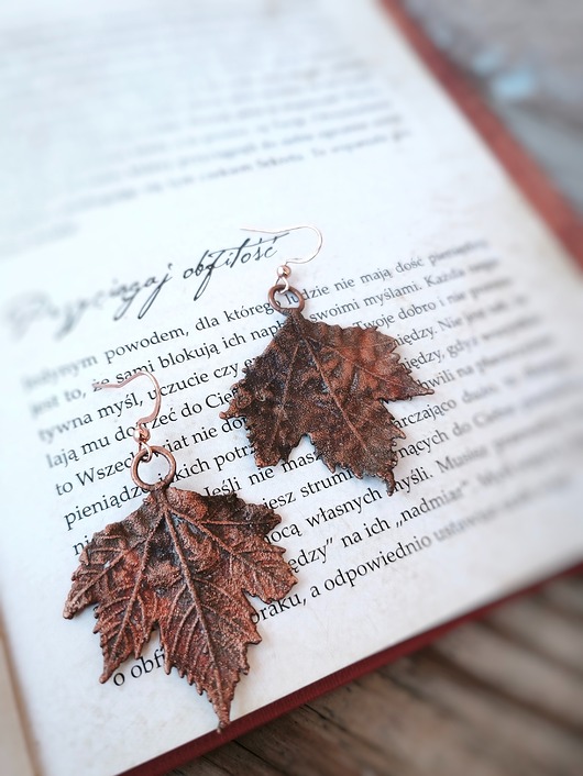 Listki klonowe II kolczyki miedziane