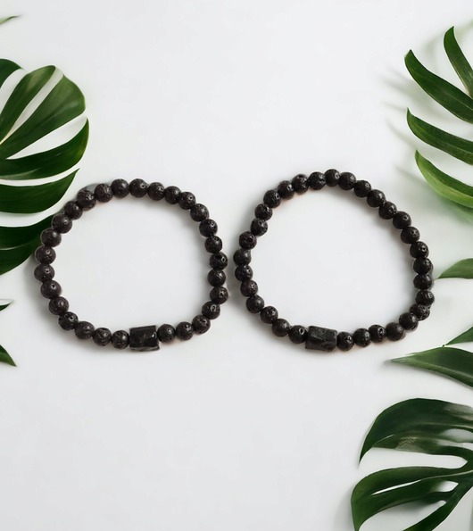 KOMPLET dla PARY - czarny turmalin & lawa - ochrona