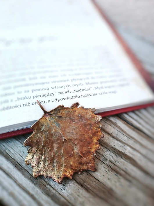 Liść topoli I wisior miedziany