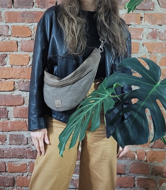 Nerka Haru brązowa bawełniana z ekoskórą