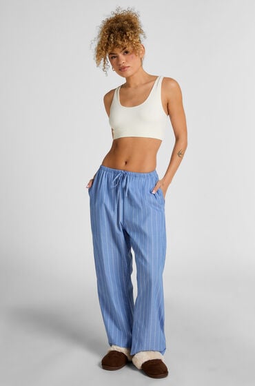 Hunkemöller Tkane spodnie bawełniane w paski Niebieski