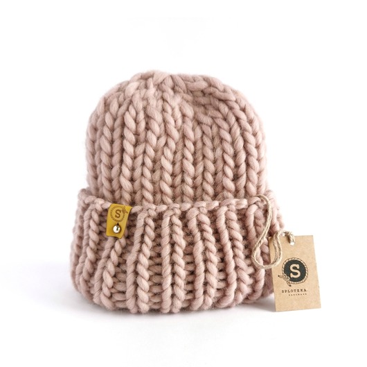 Wełniana czapka zimowa WOOLY pudrowy róż