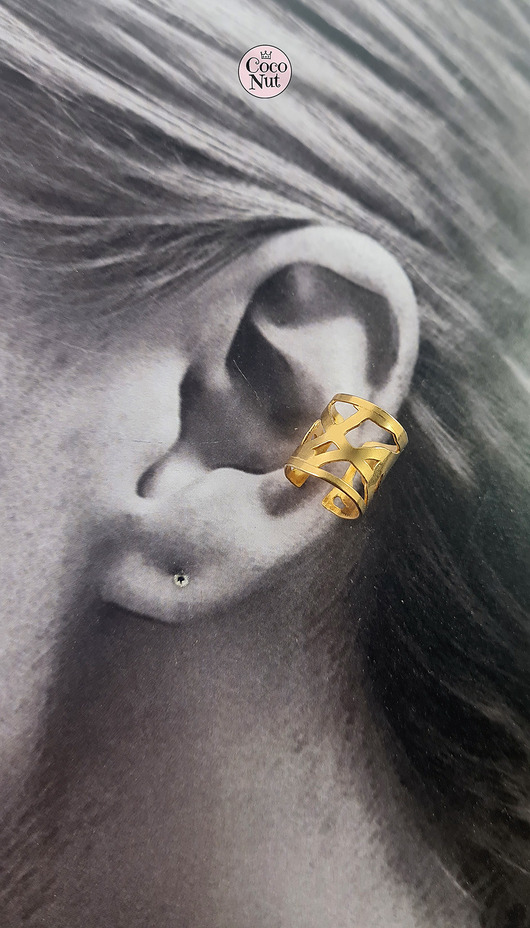 Duża nausznica na środek ucha OPEN złocona