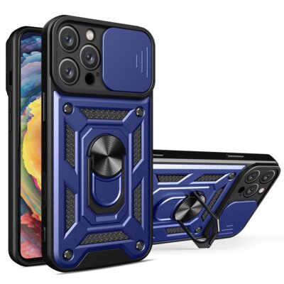 Etui HURTEL Hybrid Armor Camshield do Apple iPhone 16 Pro Max Niebieski