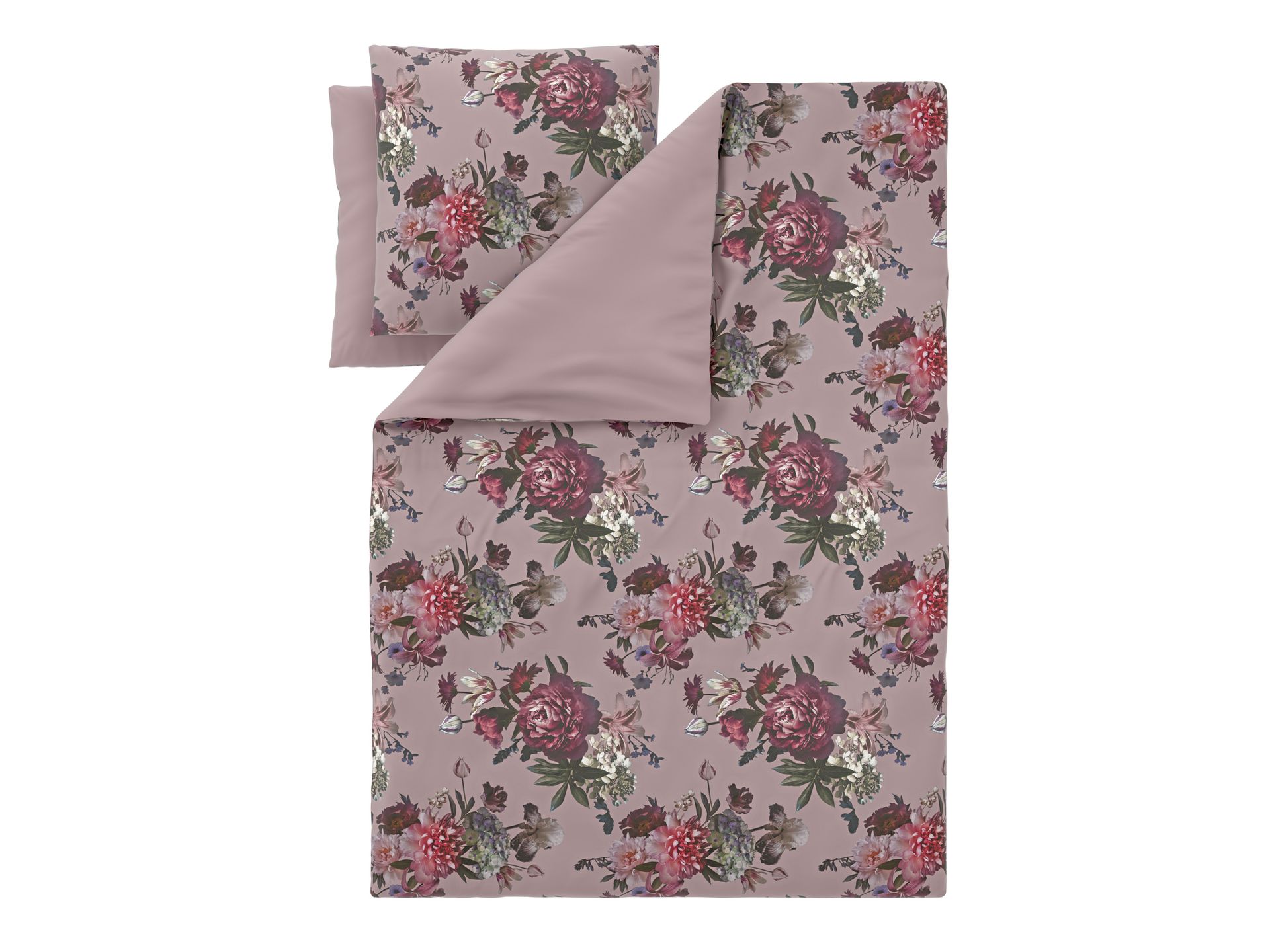 LIVARNO® Pościel dwustronna z mikrowłókna satynowowego, 160 x 200 cm (Kwiaty/ różowy)