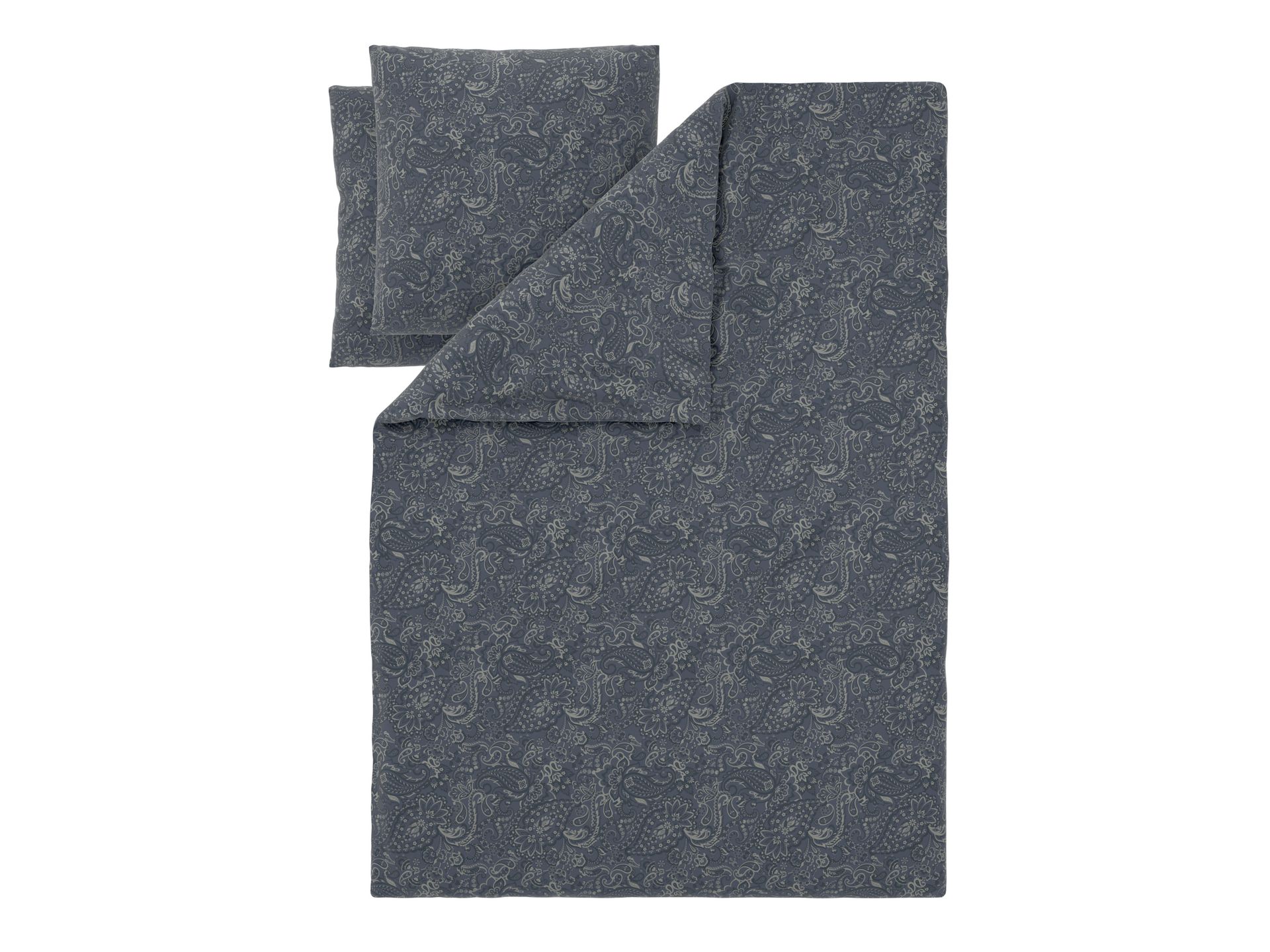 LIVARNO® Pościel dwustronna z mikrowłókna satynowowego, 160 x 200 cm (Paisley/szary)