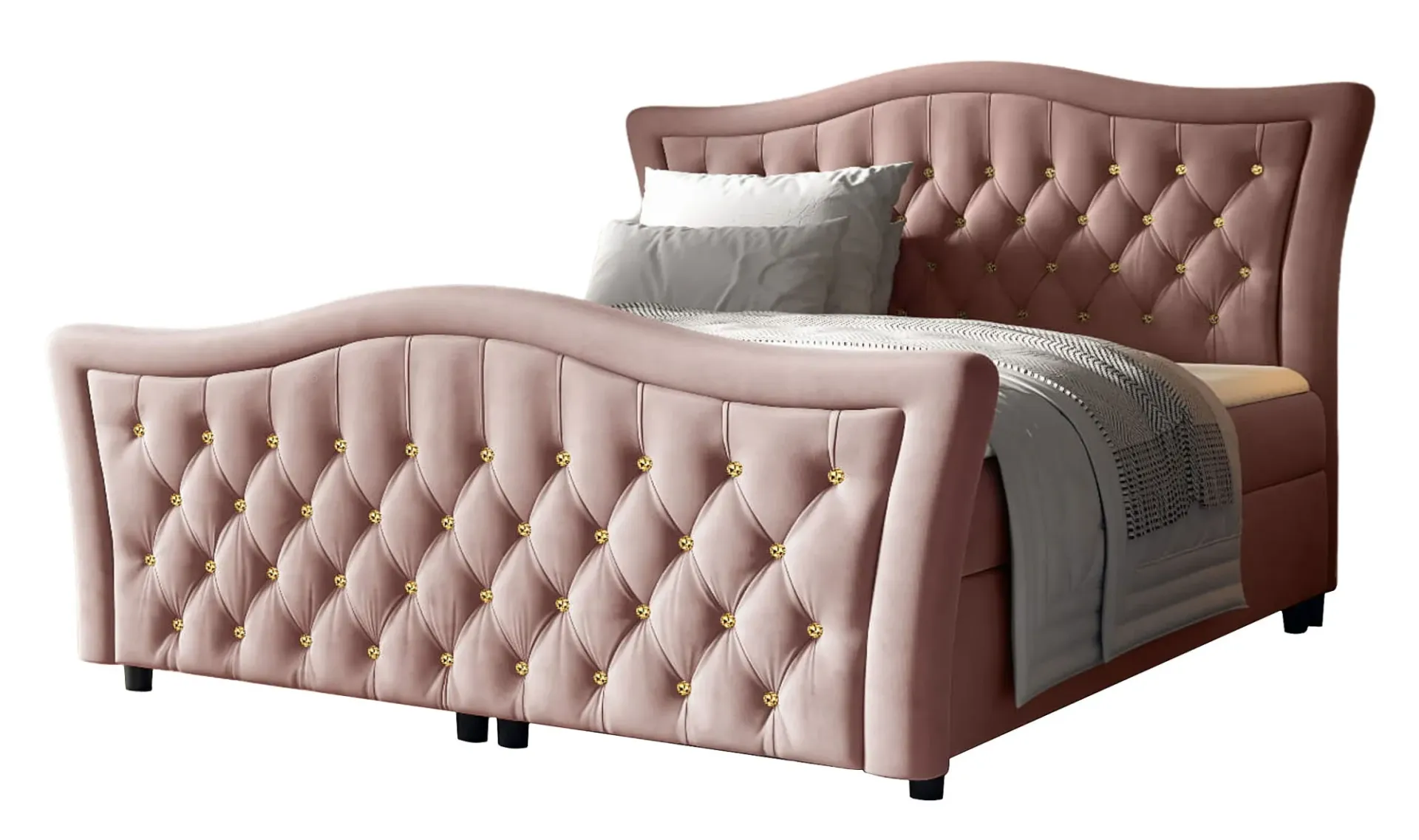 Różowe pikowane łóżko kontynentalne 5 rozmiarów B6-B40