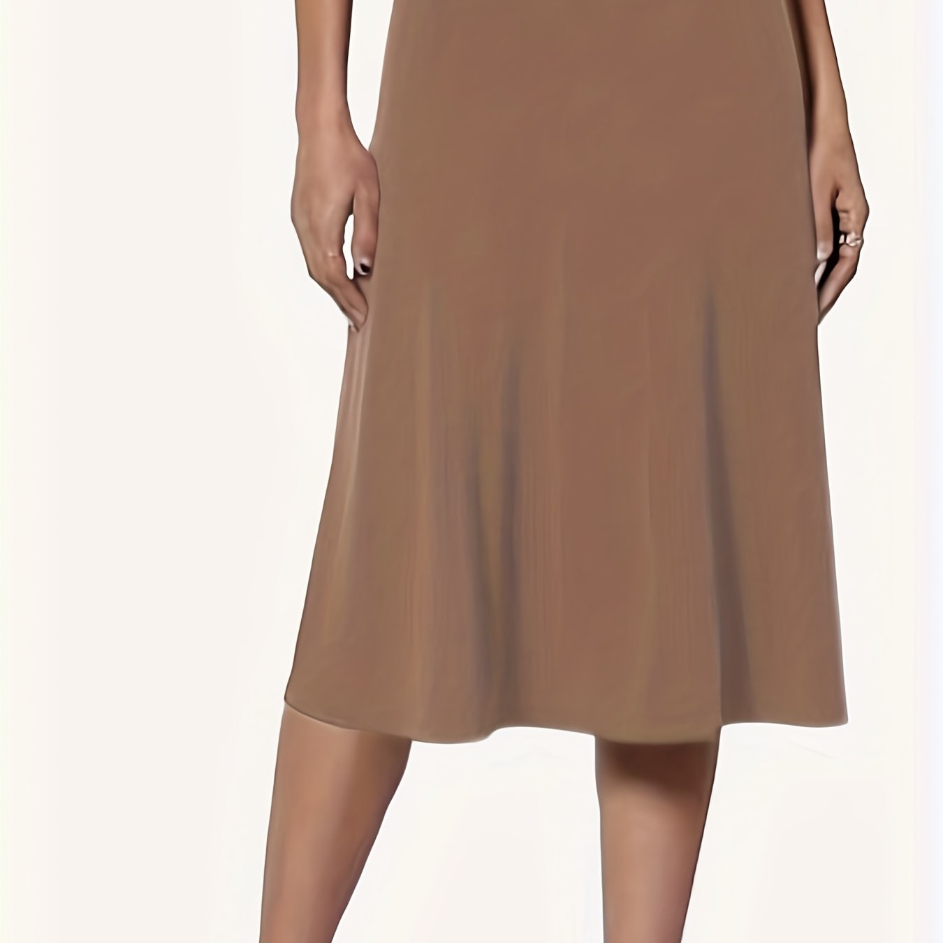 TEMU Elegancka Midi Spódnica Wysokiej Talii w Jednolitym Kolorze