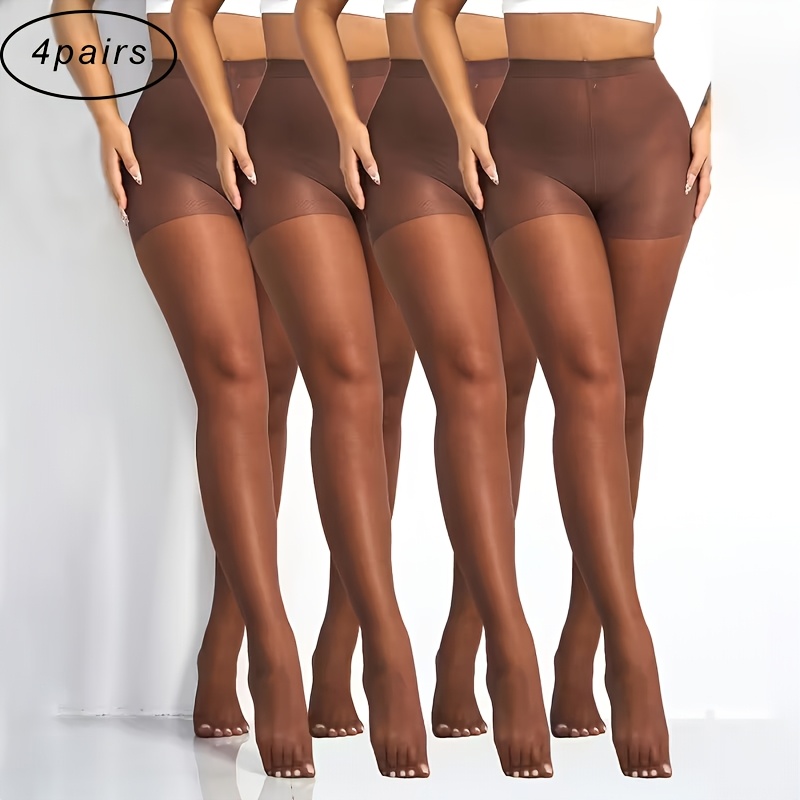 TEMU 4 Pary Damskich Wysokich Rajstop, 4 Uniwersalne Pary, Wygodne Pończochy na Codzień/Do Biura