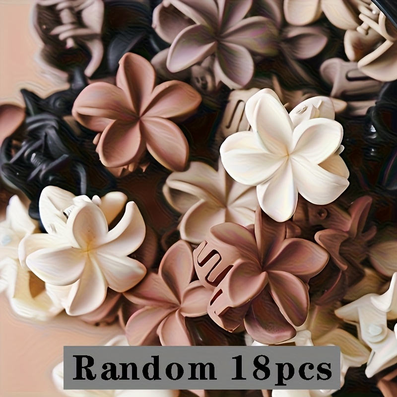 TEMU 18 szt. Elegancki Zestaw Spinek do Włosów z Kwiatami - Matowe Wykończenie, Antypoślizgowe i Pewne, Małe i Duże Kwiatowe Akcesoria do Włosów dla