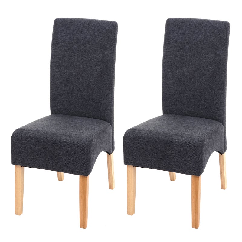 Zestaw 2 krzeseł do jadalni Latina, krzesło kuchenne, tkanina z certyfikatem MVG ~ ciemnoszary, jasne nogi