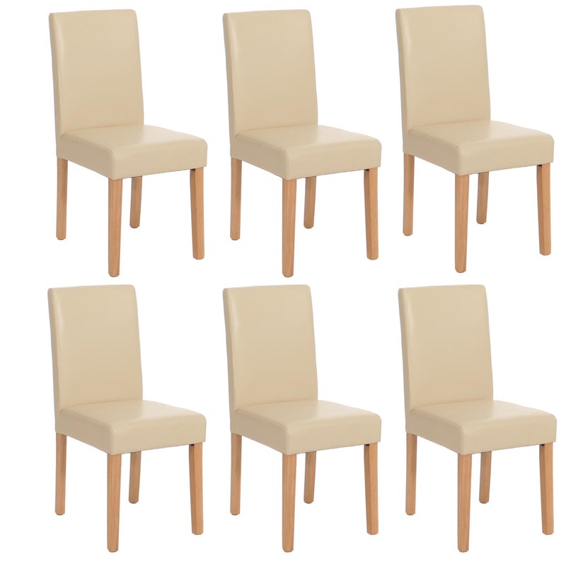 Zestaw 6 krzeseł do jadalni Krzesło kuchenne Littau ~ Skóra, kremowy, jasne nogi