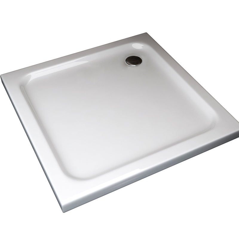 Niski brodzik kwadratowy z ABS, wysokość 5 cm, z syfonem w zestawie, 90x90 cm
