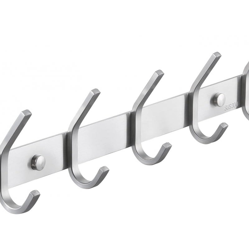 Wieszaki na ubrania ze stali nierdzewnej SUS 304, wykończenie szczotkowane, wieszaki na drzwi na szlafroki, ręczniki i płaszcze, AH203H5-2