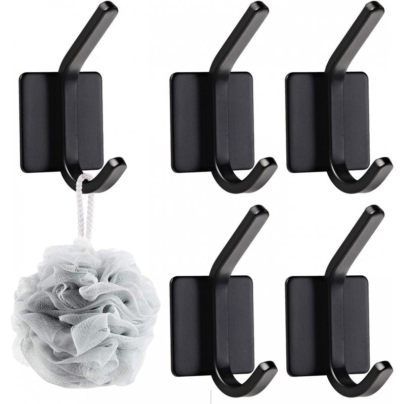 Zestaw 5 samoprzylepnych wieszaków na ręczniki, nierdzewny i wodoodporny wieszak na ręczniki, podwójny wieszak na ręczniki do łazienek, biur i szaf (