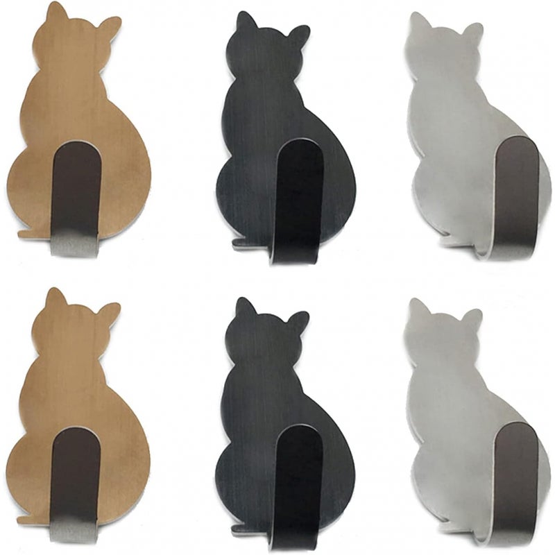 6 sztuk ze stali nierdzewnej wieszaków na ręczniki dla małych kotów, dekoracyjne wieszaki ścienne do domu, kuchni, łazienki, przechowywania