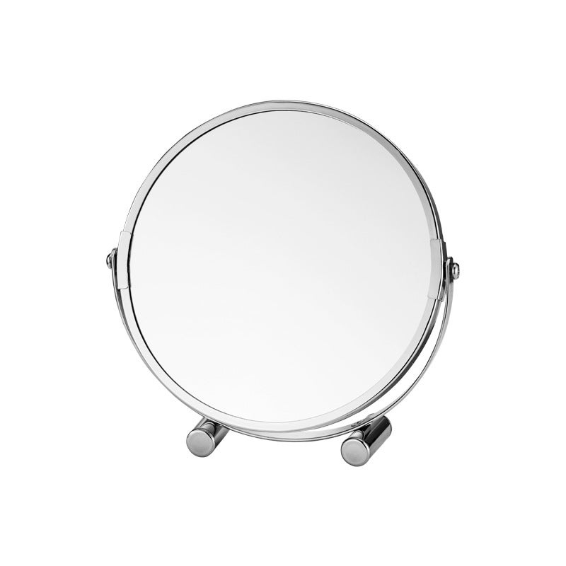 Lustro powiększające 3X, dwustronne lustro do golenia i makijażu, chromowane lustro stołowe Ø 17 cm, 360° obrotowe lustro stojące do łazienki