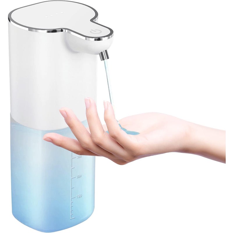 Automatyczny dozownik mydła 400 ml, bezdotykowy dozownik mydła i balsamu, ładowany przez USB, 4 regulowane poziomy