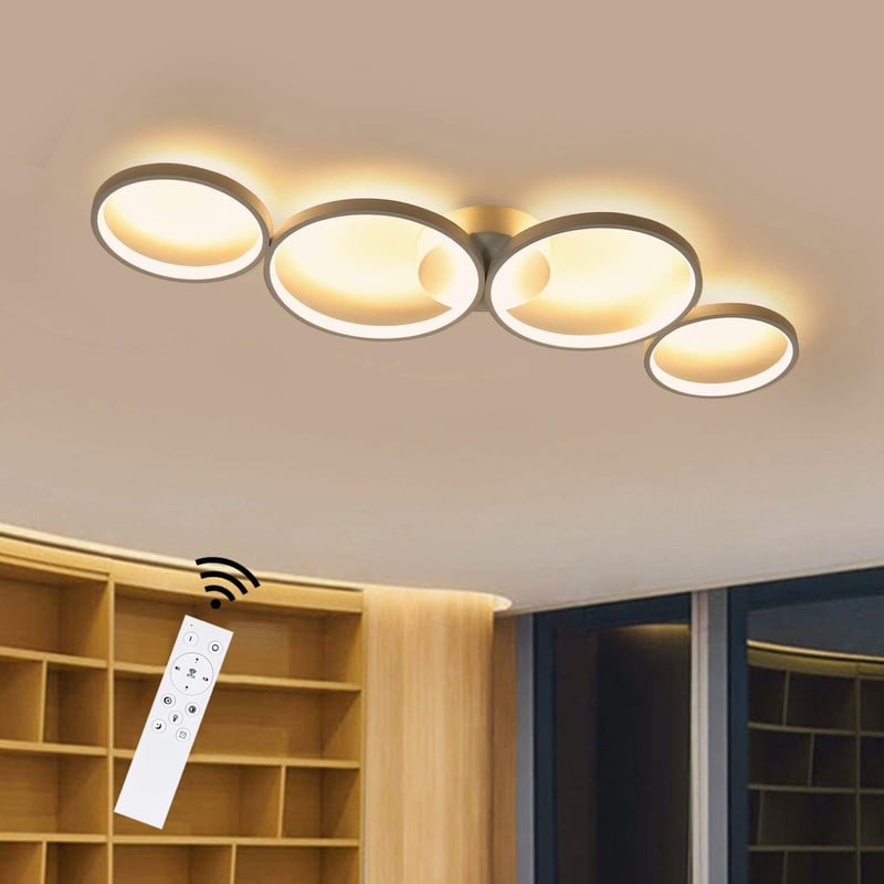 NETTLIFE Ściemnialna lampa sufitowa LED 55 W Nowoczesna biała okrągła z pilotem 88 cm do sypialni salonu biura kuchni