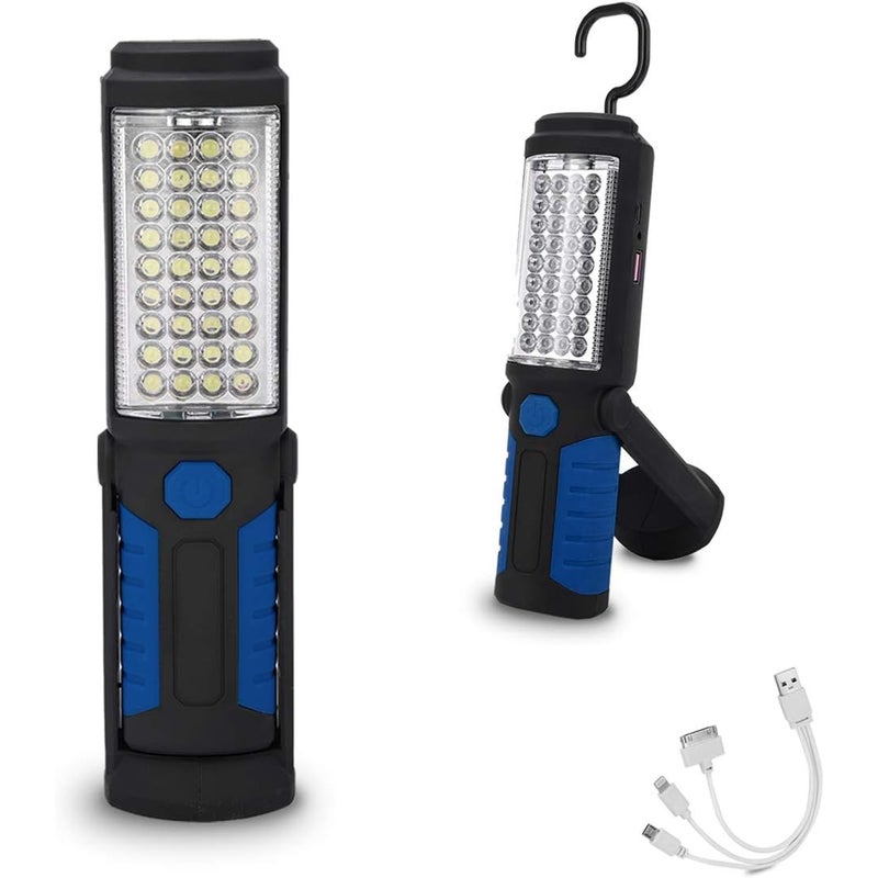 Akumulatorowa przenośna lampa robocza LED, wielofunkcyjna, magnetyczna z haczykiem (zielona)