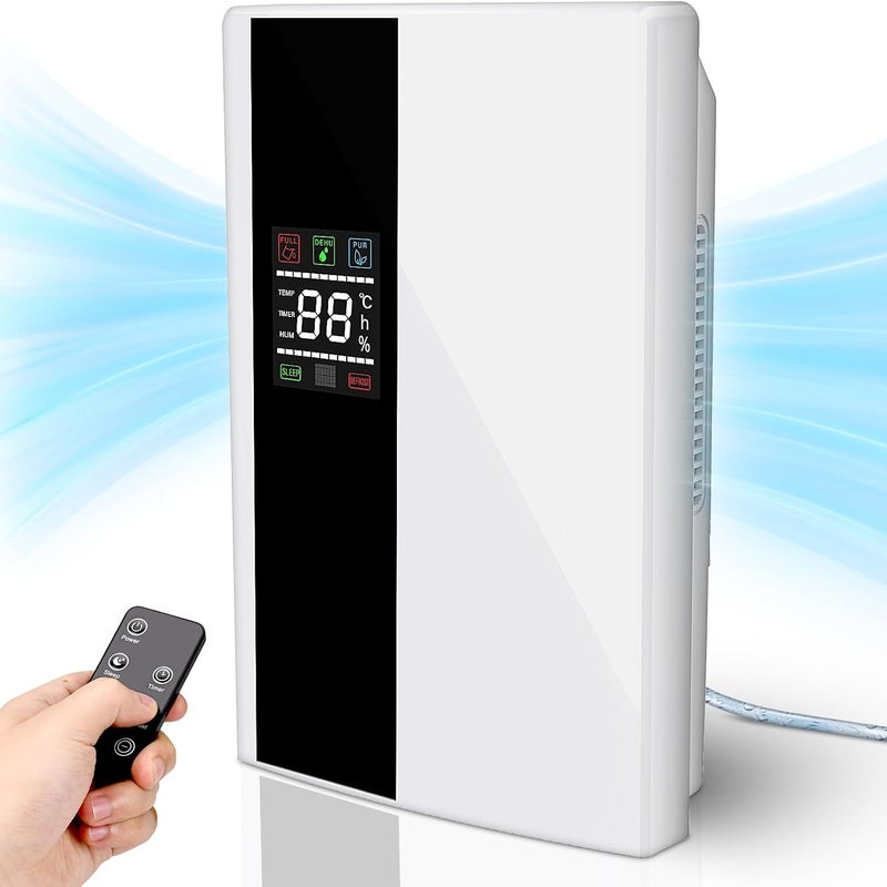 Elektryczny osuszacz powietrza, osuszacz powietrza do użytku domowego 1500 ml, automatyczne odszranianie i wyłączanie, bardzo cichy tryb uśpienia