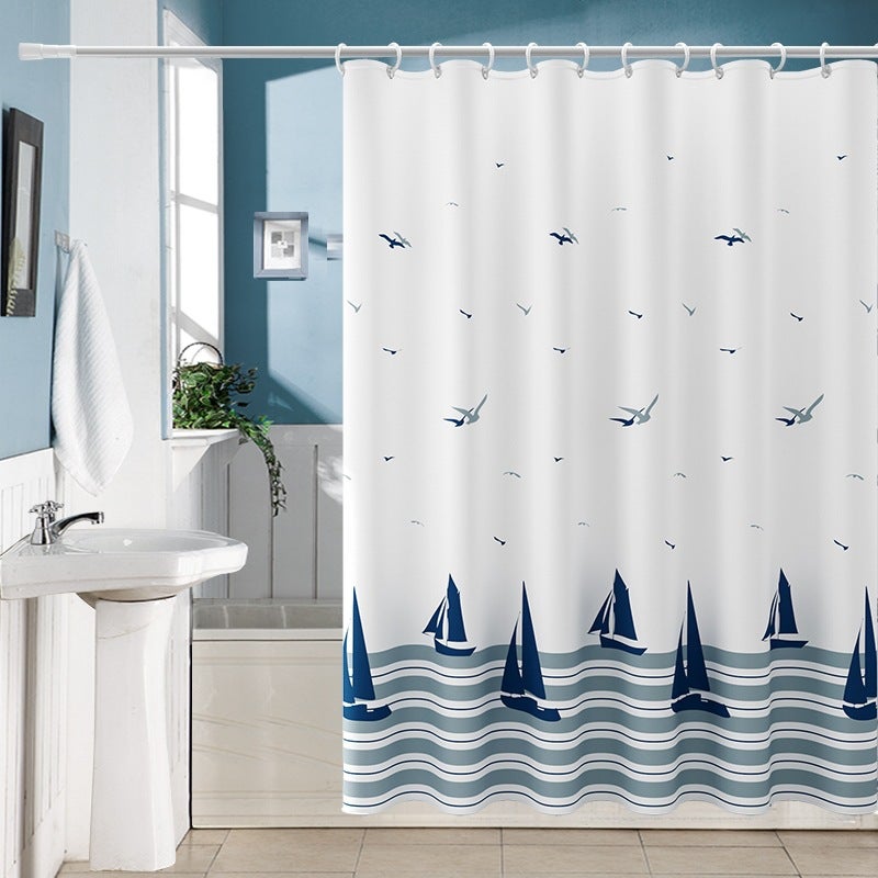 Wodoodporna, zmywalna zasłona prysznicowa, poliestrowa zasłona prysznicowa morska z haczykami 180x180
