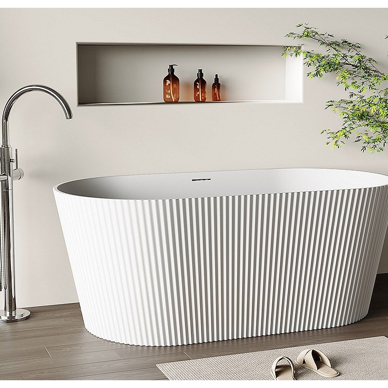 CORCIANO Wanna wolnostojąca ryflowana - 255 l - 149 x 73 x 58 cm - Biały mat - Akryl - COBIANA