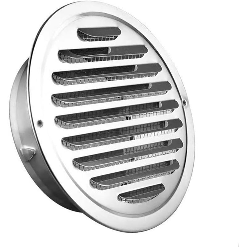 Otwór wentylacyjny podsufitki ze stali nierdzewnej, okrągła pokrywa wentylacyjna, okap wentylacyjny z kratką, 120 mm, srebrny