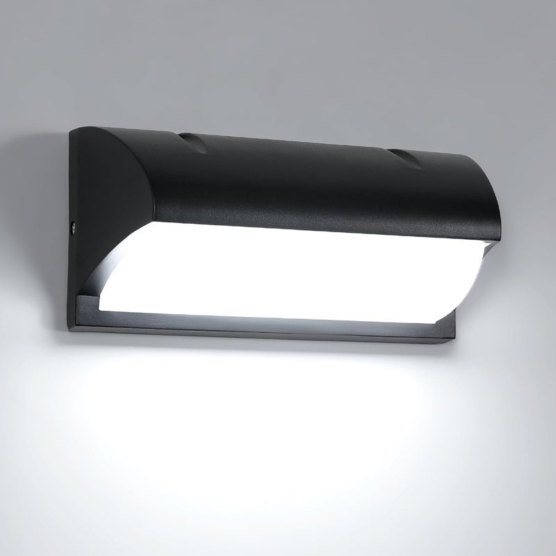 Nowoczesna lampa ścienna zewnętrzna LED, aluminiowa, wodoodporna IP65, do ogrodu, na ścieżki, do korytarza, 18 W, chłodne białe światło.